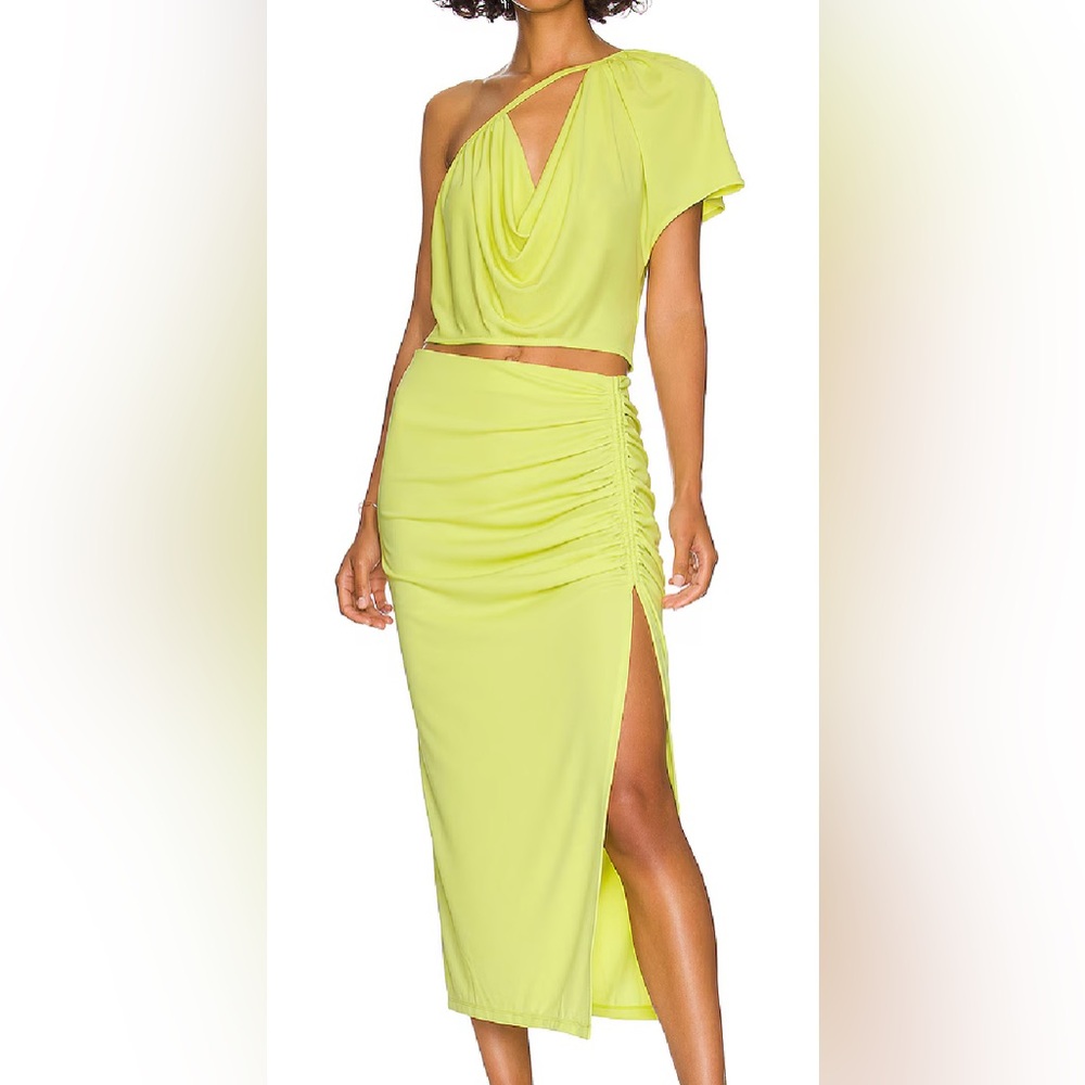 L’Academie Mira Top and Midi Skirt in the color Limelight. NWT